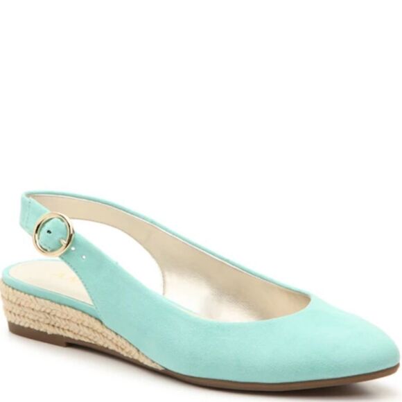 BRAND NEW ANNE KLEIN ESPADRILLE WEDGE SUEDE FLAT PUMP - Picture 7 of 16